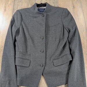 Banana Republic Blazer Jacket Womens 8 Gray Long Sleeve High Neck Button Preppy